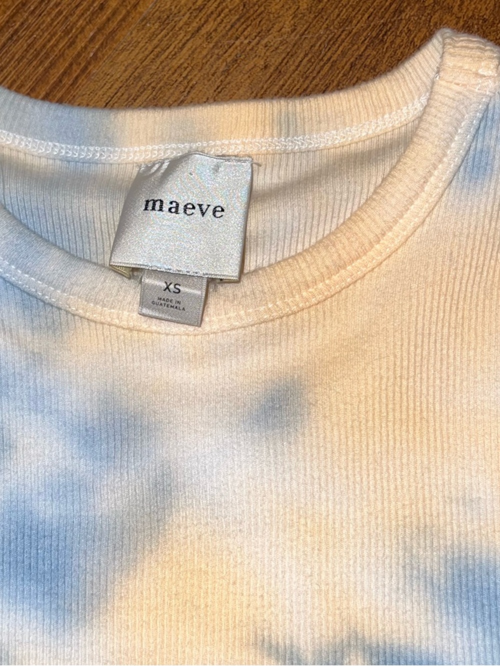 Maeve Anthropologie Ribbed Crop Top Retro Pastel Tie Dye Short Sleeve Size XS - Picture 6 of 7